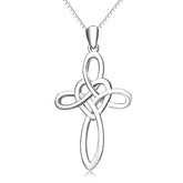 Elegant Heart Cross Silver Necklace