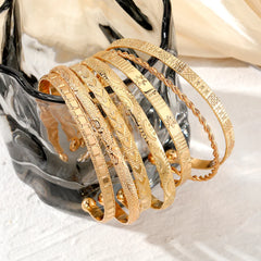 Punk Gold Metal Bracelet Set