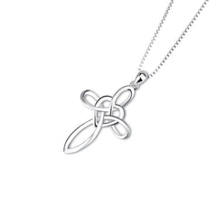 Elegant Heart Cross Silver Necklace