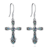 Sterling Silver Celtic Tulip Cross Earrings