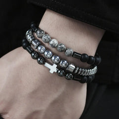 GeoStone Cross Bracelet Duo