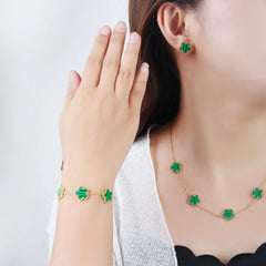 Stainless Steel Five-Leaf Flower Bracelet