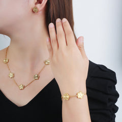 Stainless Steel Five-Leaf Flower Bracelet