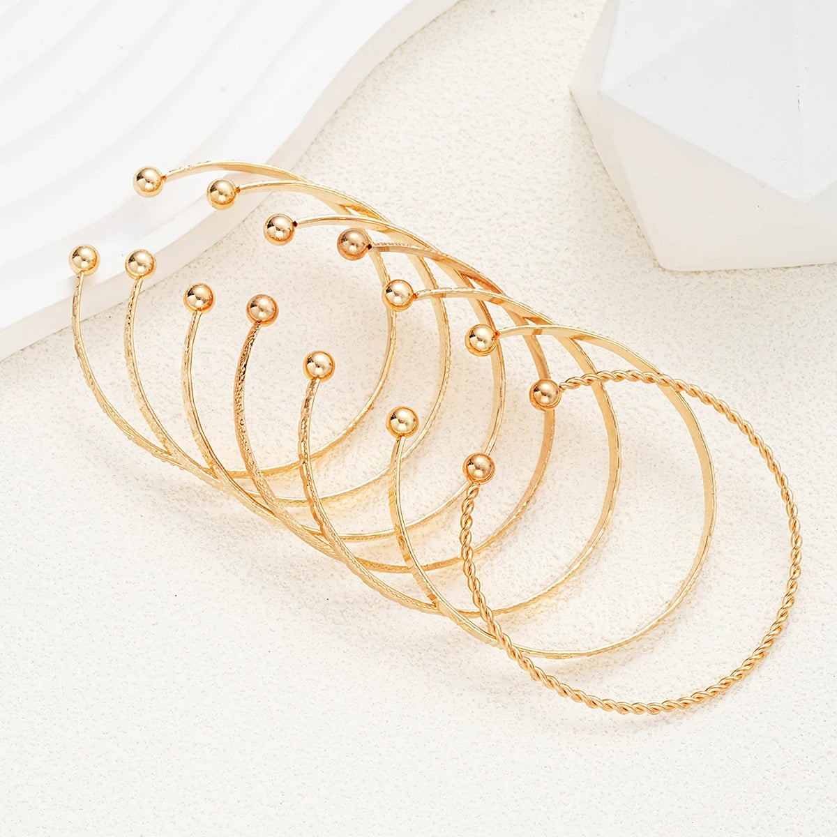 Punk Gold Metal Bracelet Set