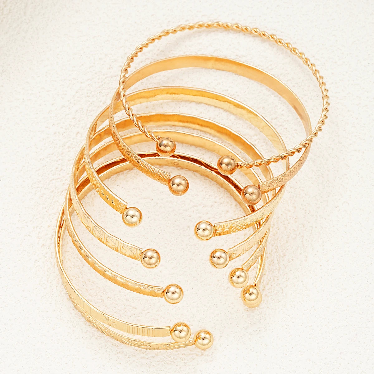 Punk Gold Metal Bracelet Set