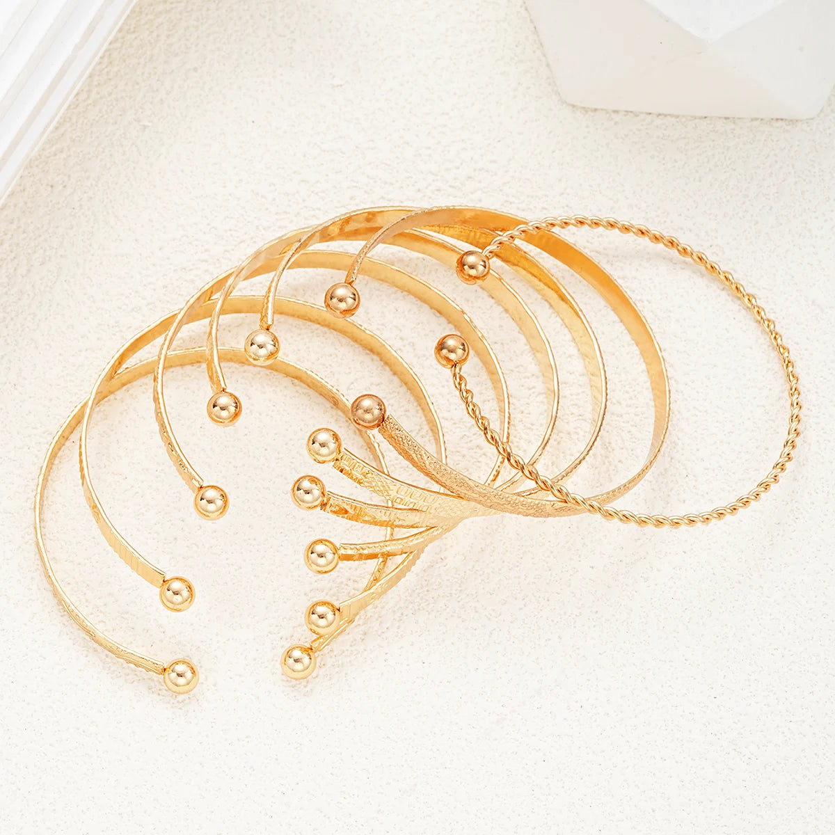 Punk Gold Metal Bracelet Set