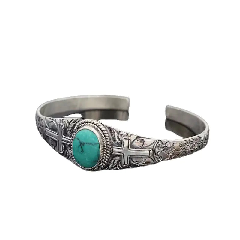Antique Turquoise Cross Bracelet