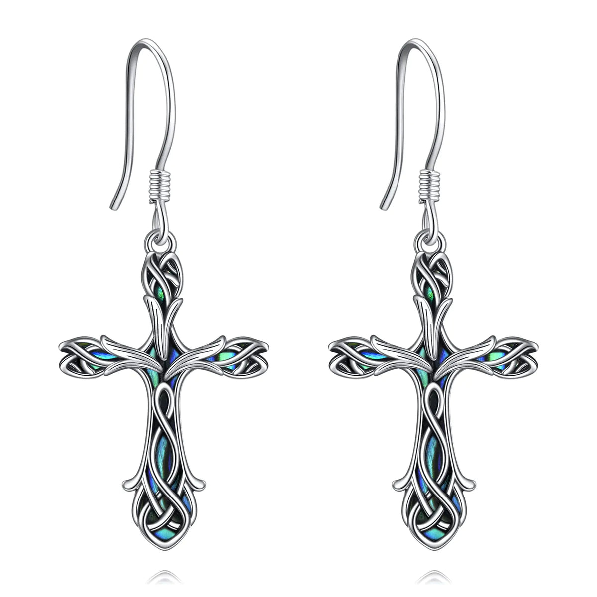 Sterling Silver Celtic Tulip Cross Earrings