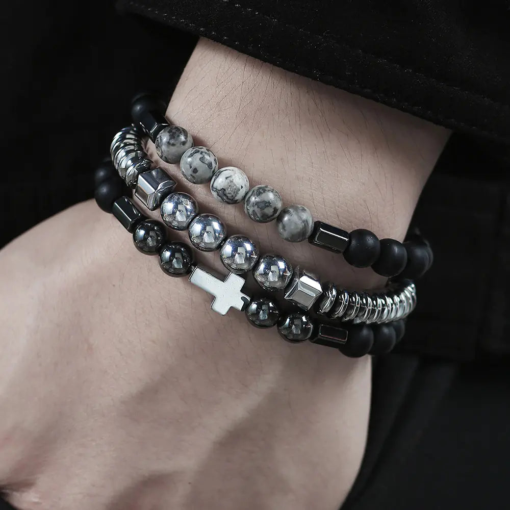 GeoStone Cross Bracelet Duo