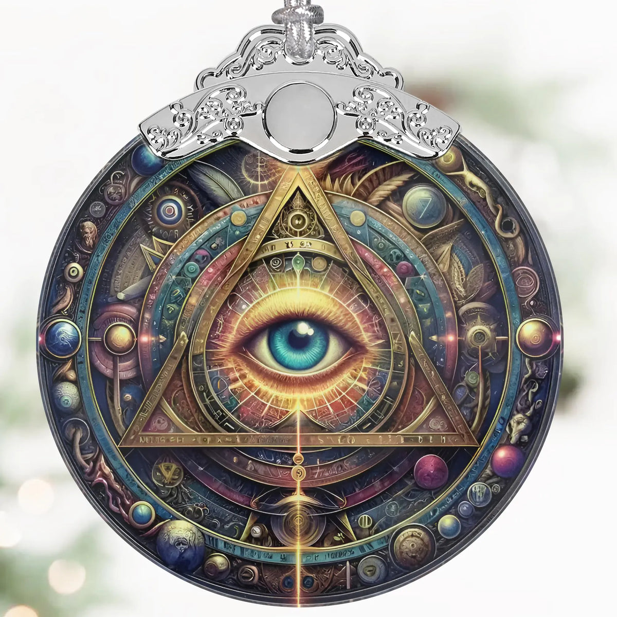 Stained Glass Wisdom Eye 3" Christmas Ornaments