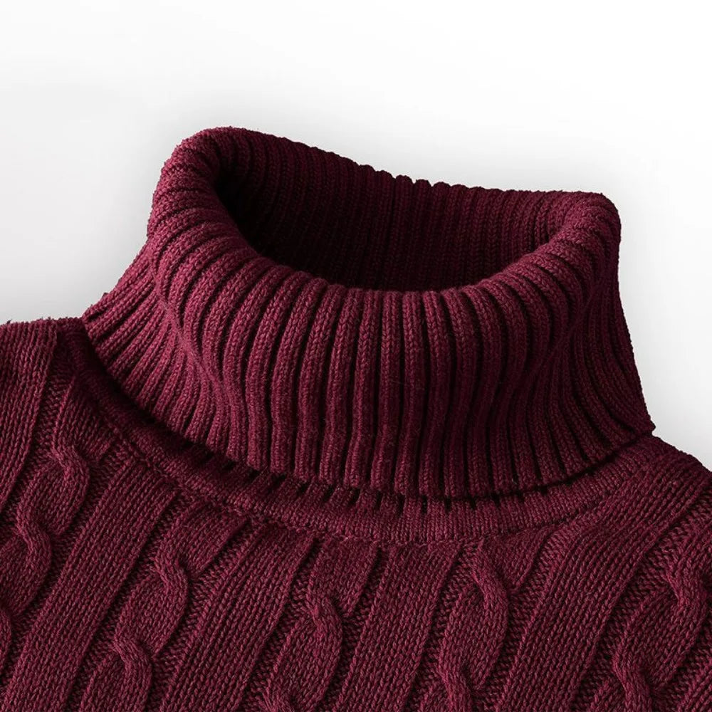 Men’s Solid Turtleneck Knit Sweater