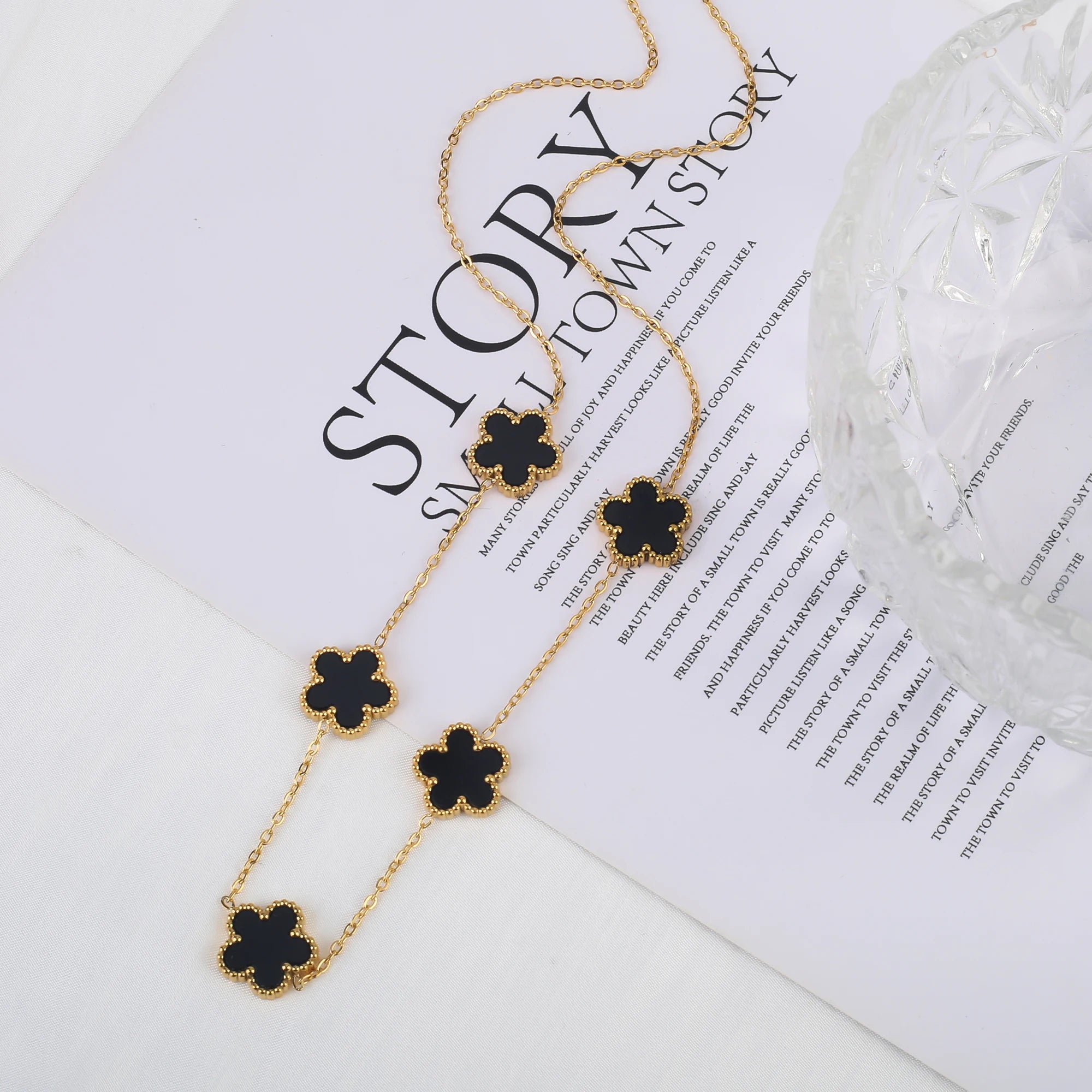 Stainless Steel Five-Leaf Flower Bracelet