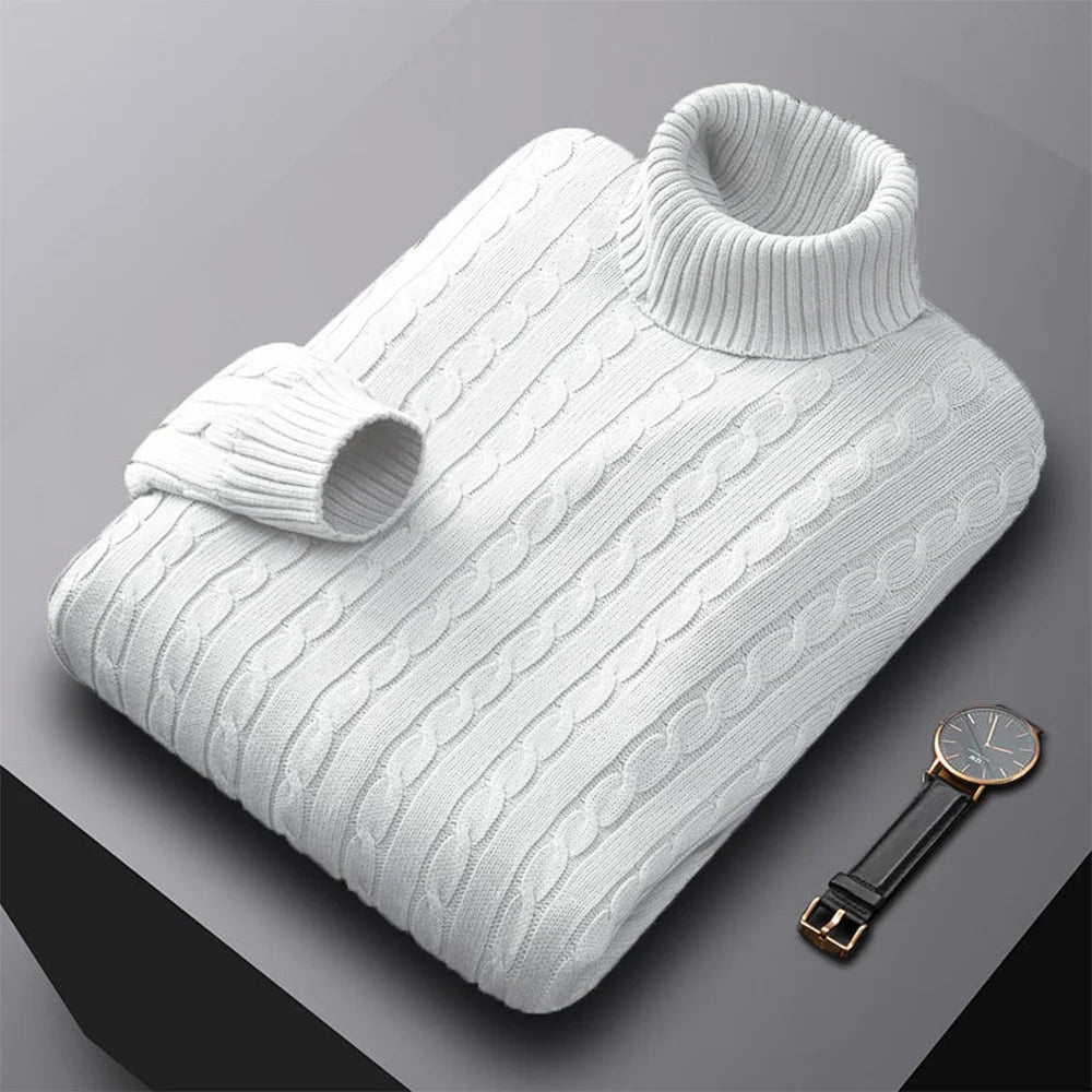 Men’s Solid Turtleneck Knit Sweater
