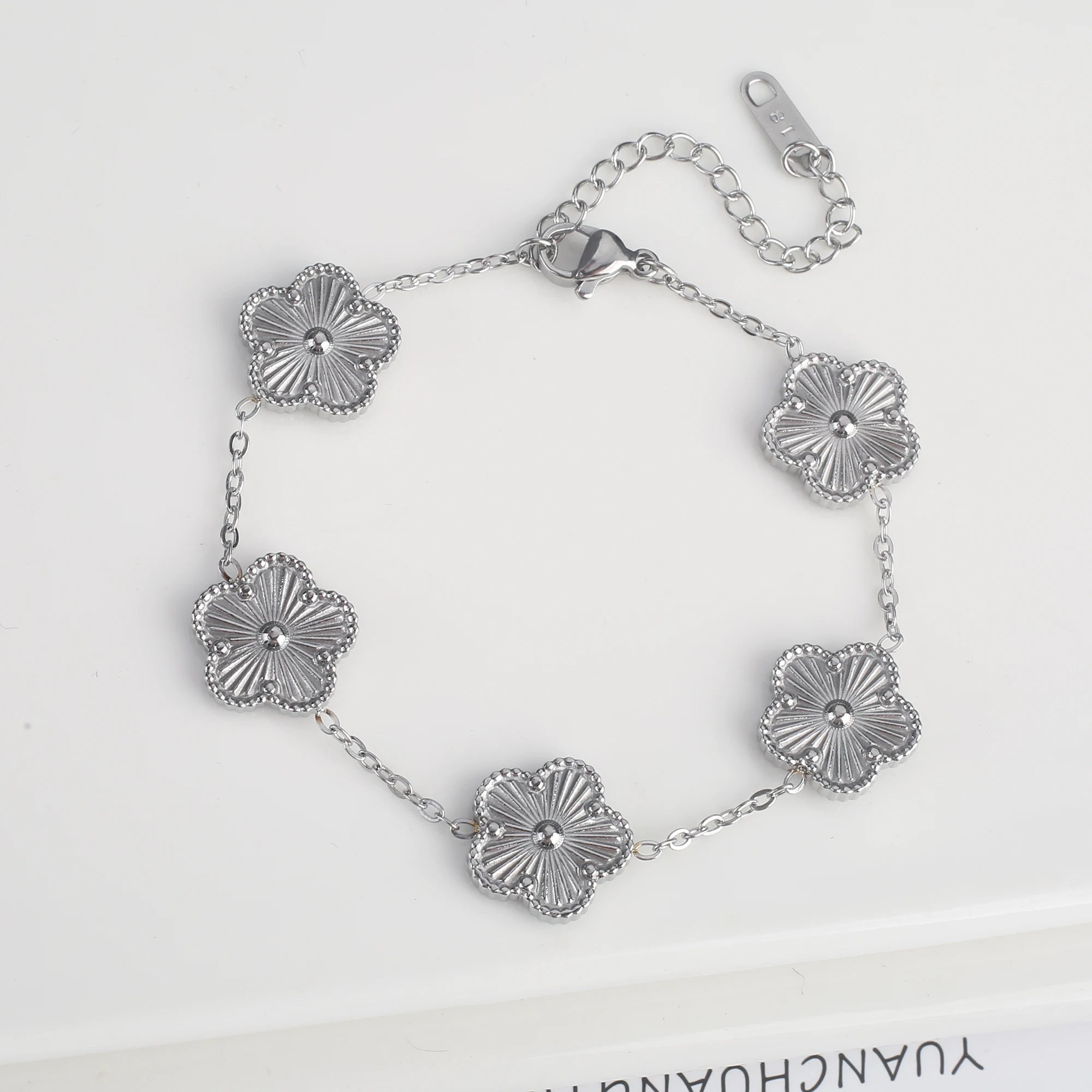Stainless Steel Five-Leaf Flower Bracelet