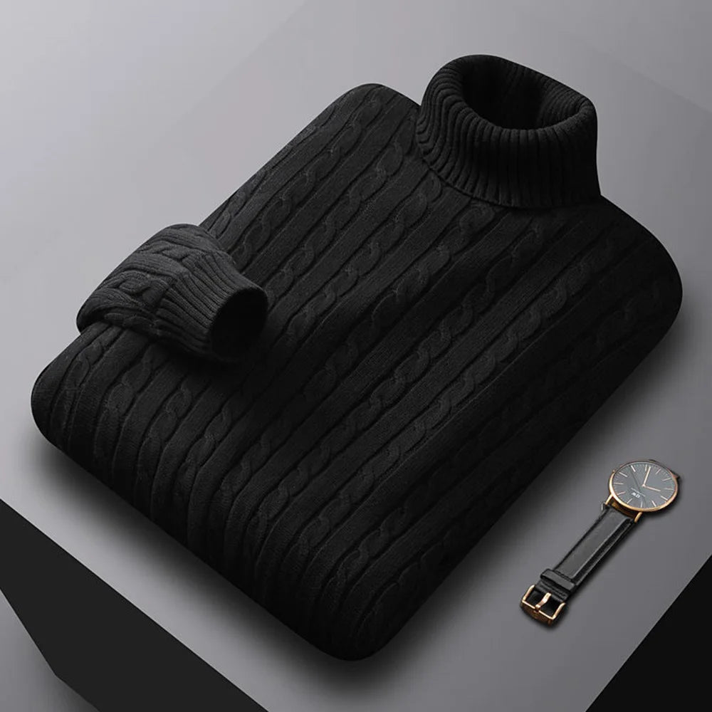 Men’s Solid Turtleneck Knit Sweater