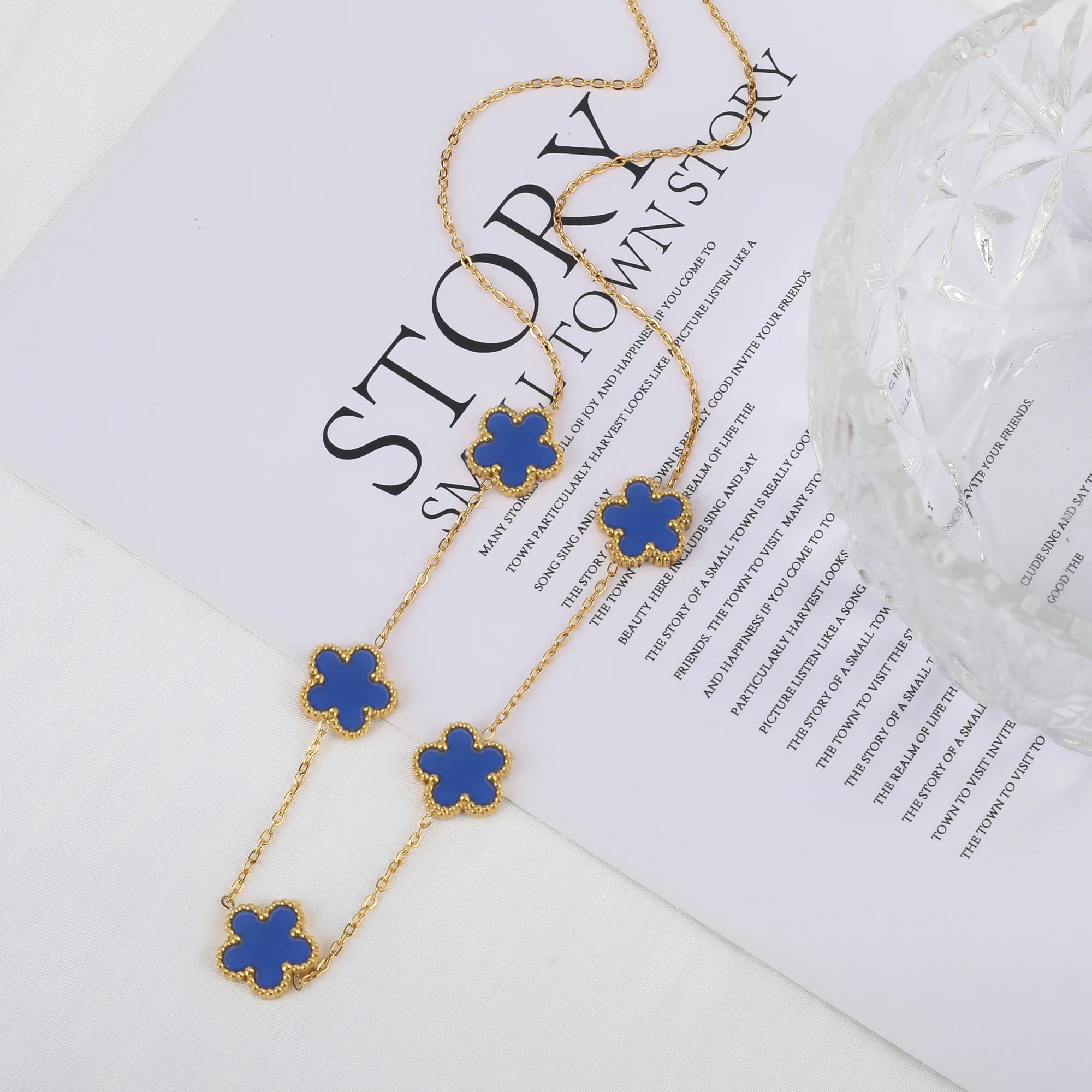 Stainless Steel Five-Leaf Flower Bracelet