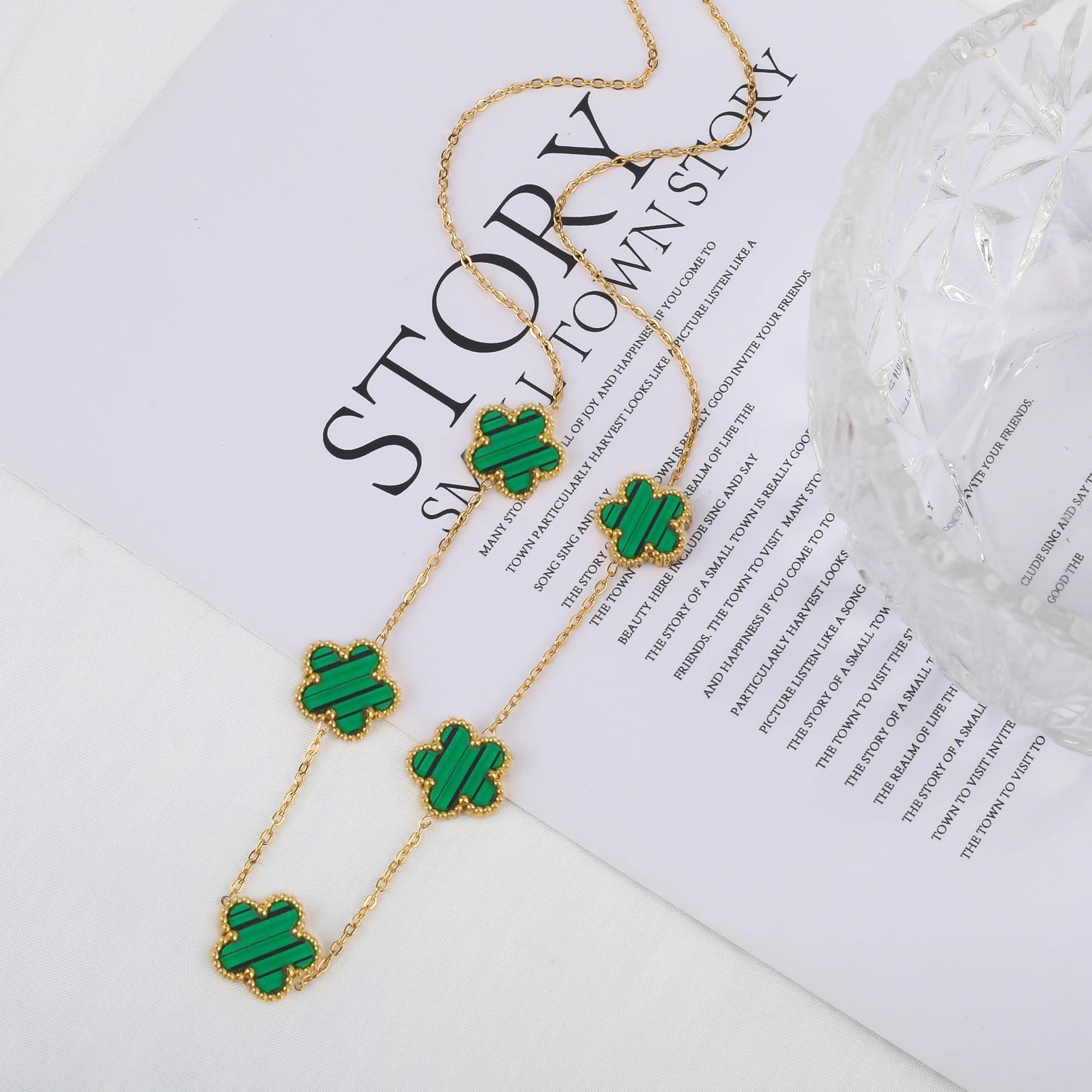 Stainless Steel Five-Leaf Flower Bracelet