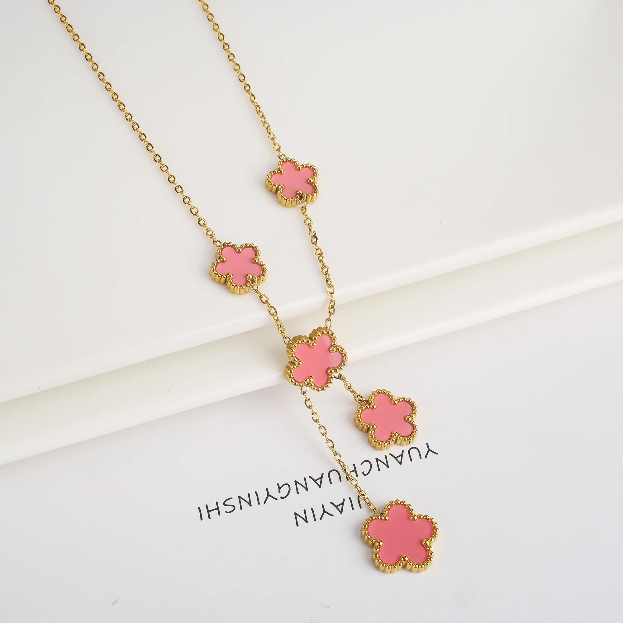 Stainless Steel Five-Leaf Flower Bracelet