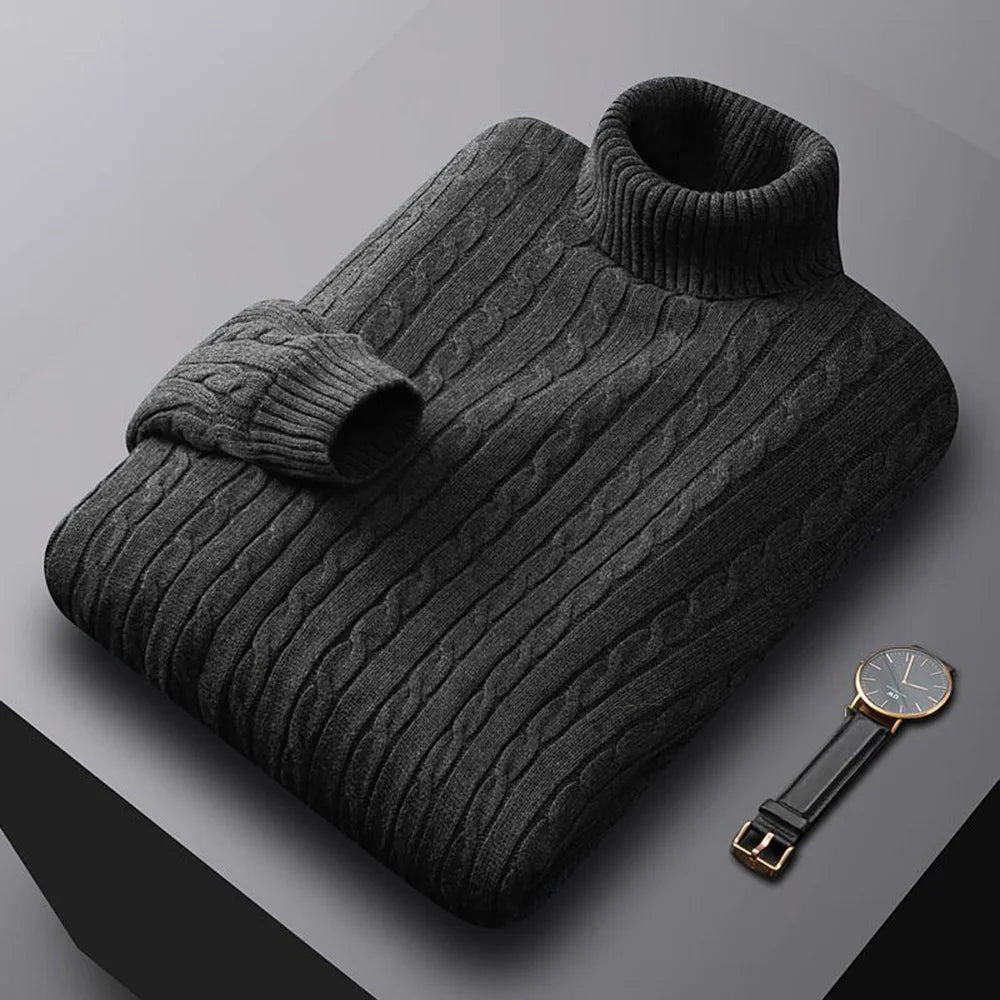 Men’s Solid Turtleneck Knit Sweater