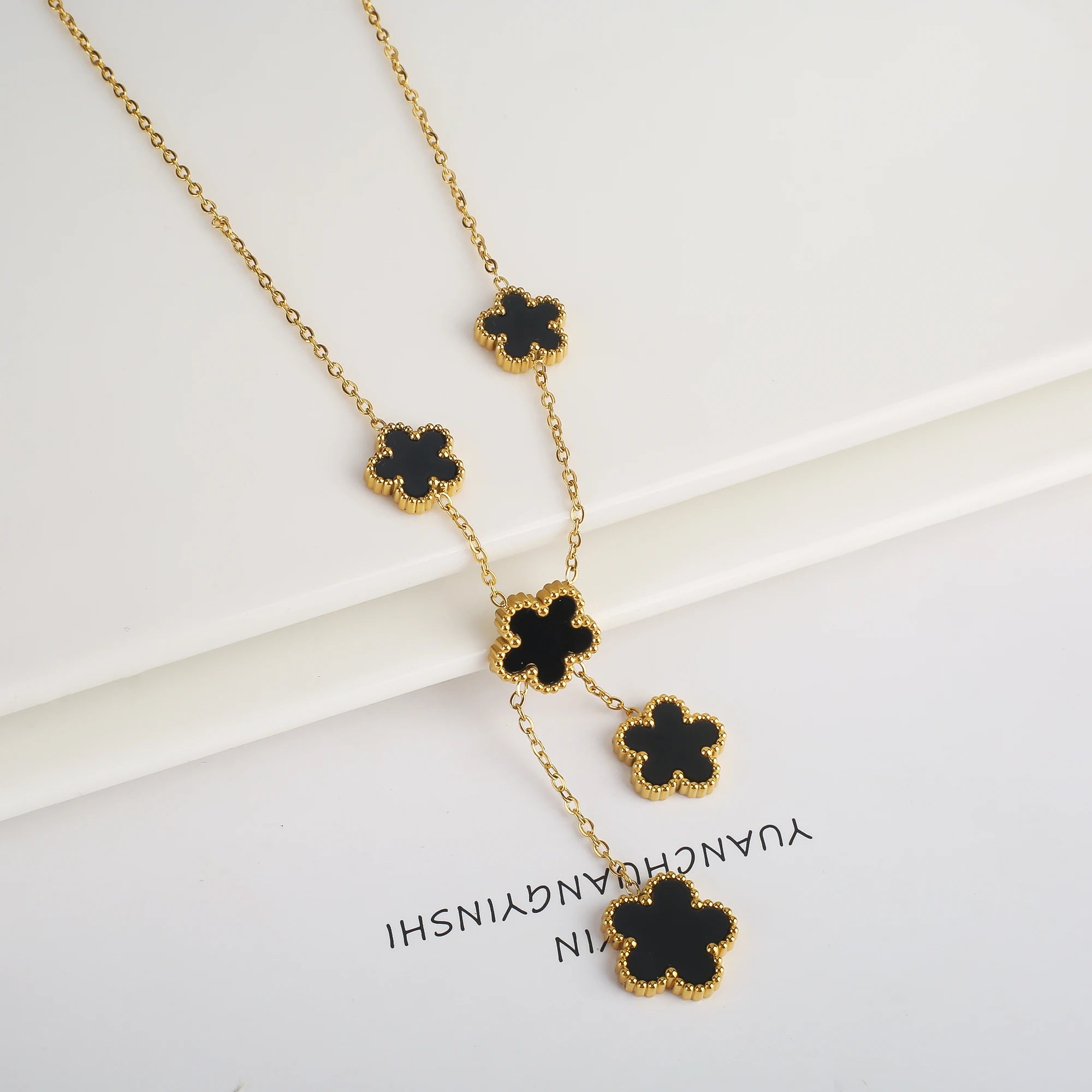 Stainless Steel Five-Leaf Flower Bracelet
