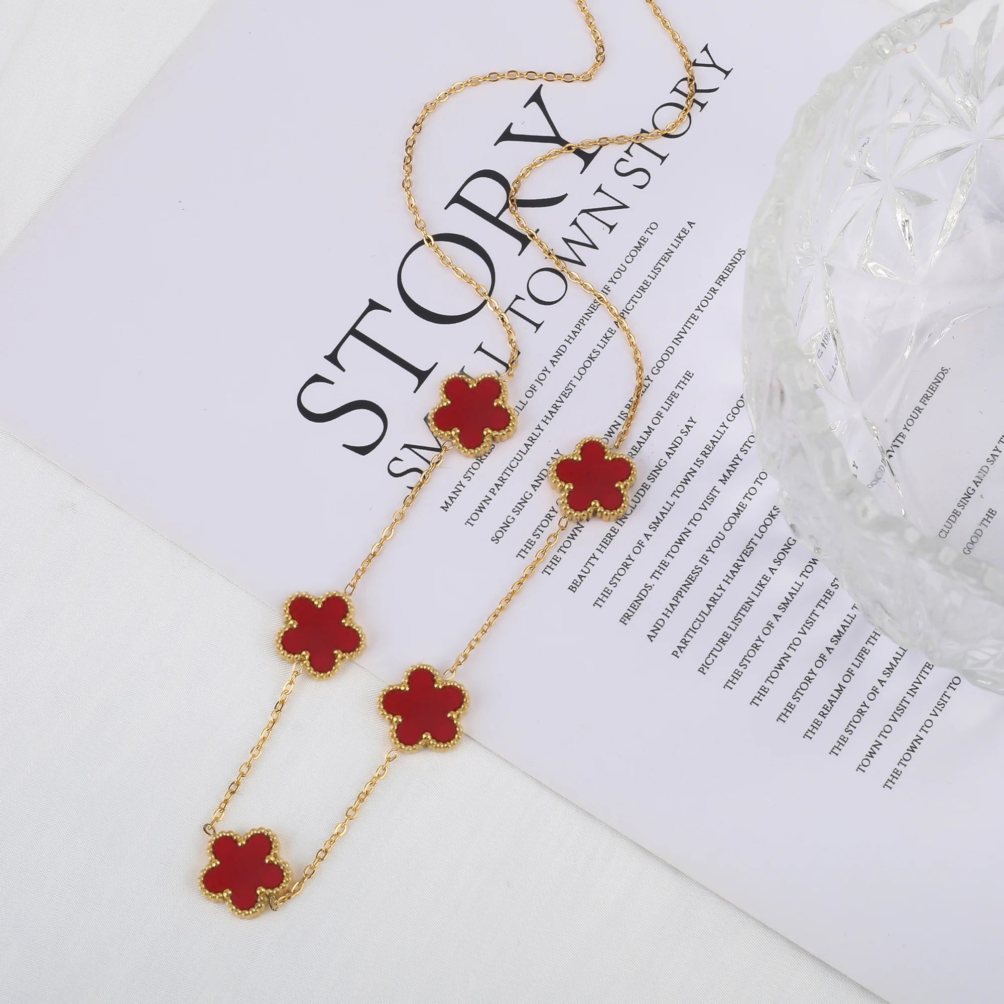 Stainless Steel Five-Leaf Flower Bracelet