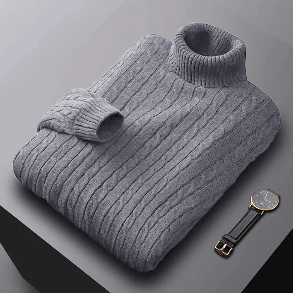 Men’s Solid Turtleneck Knit Sweater