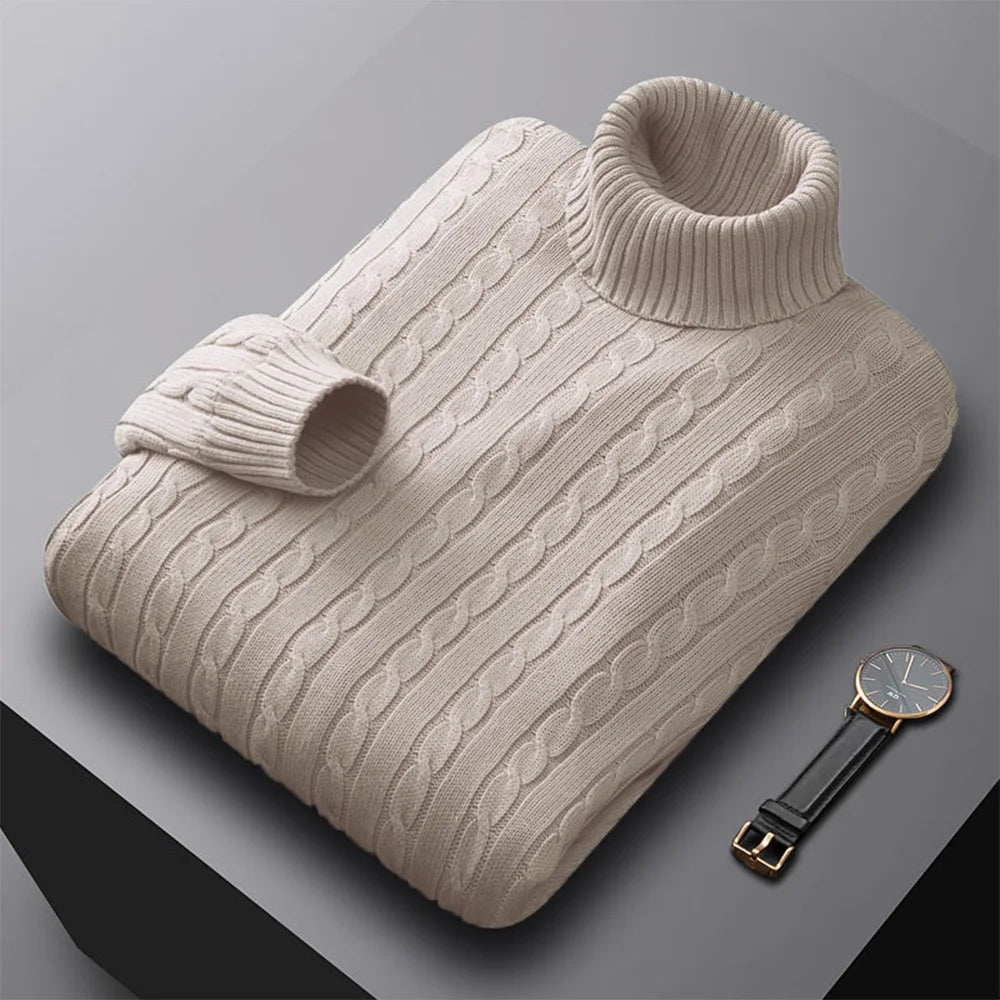 Men’s Solid Turtleneck Knit Sweater