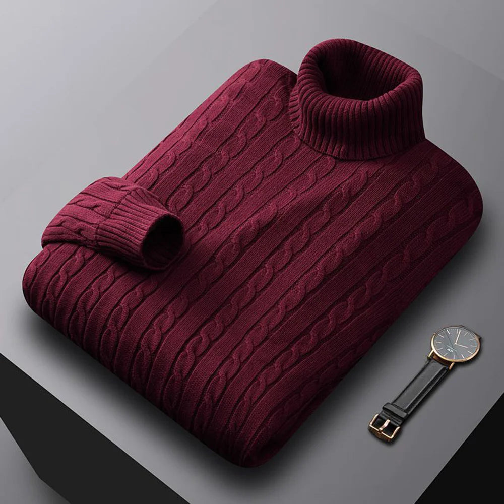 Men’s Solid Turtleneck Knit Sweater