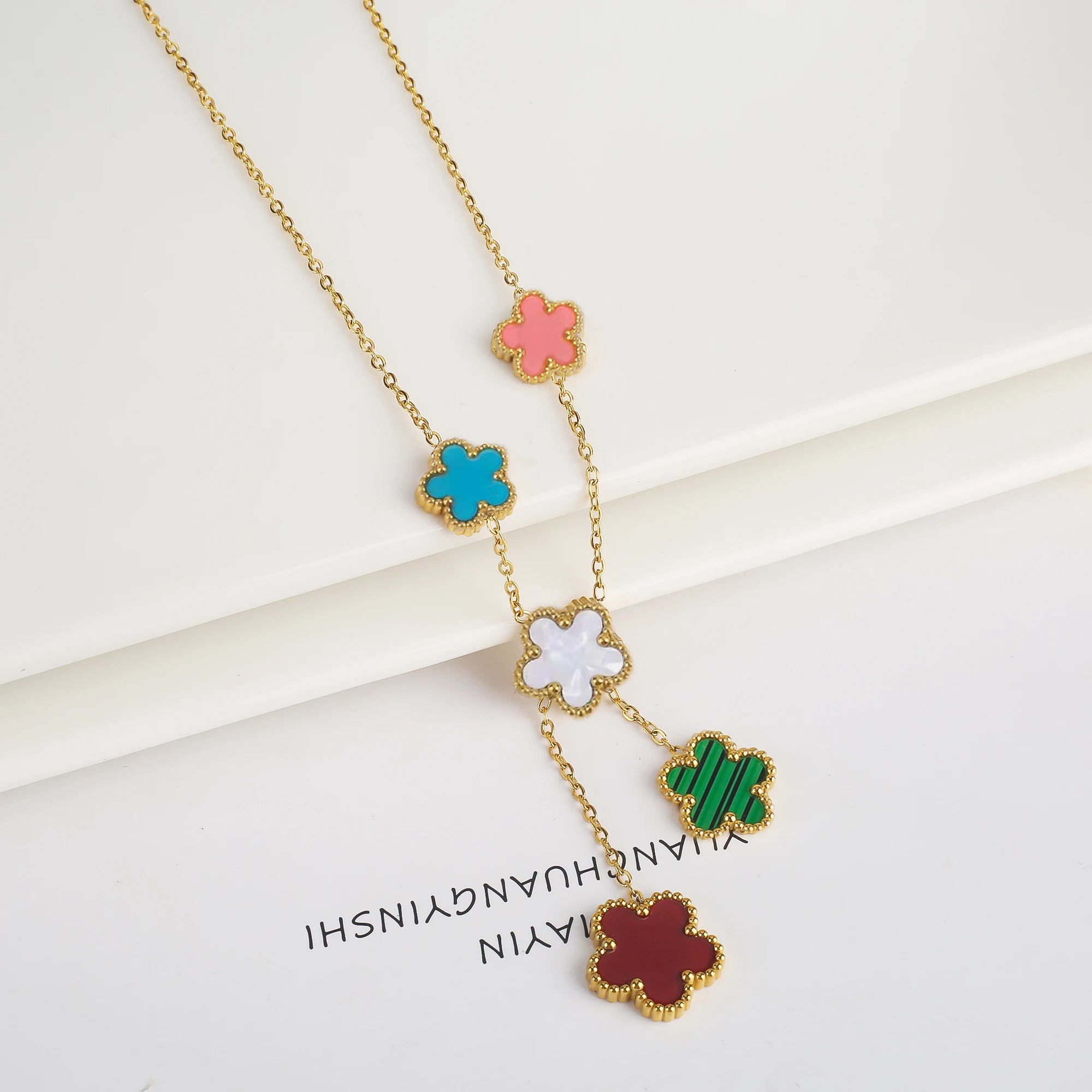 Stainless Steel Five-Leaf Flower Bracelet