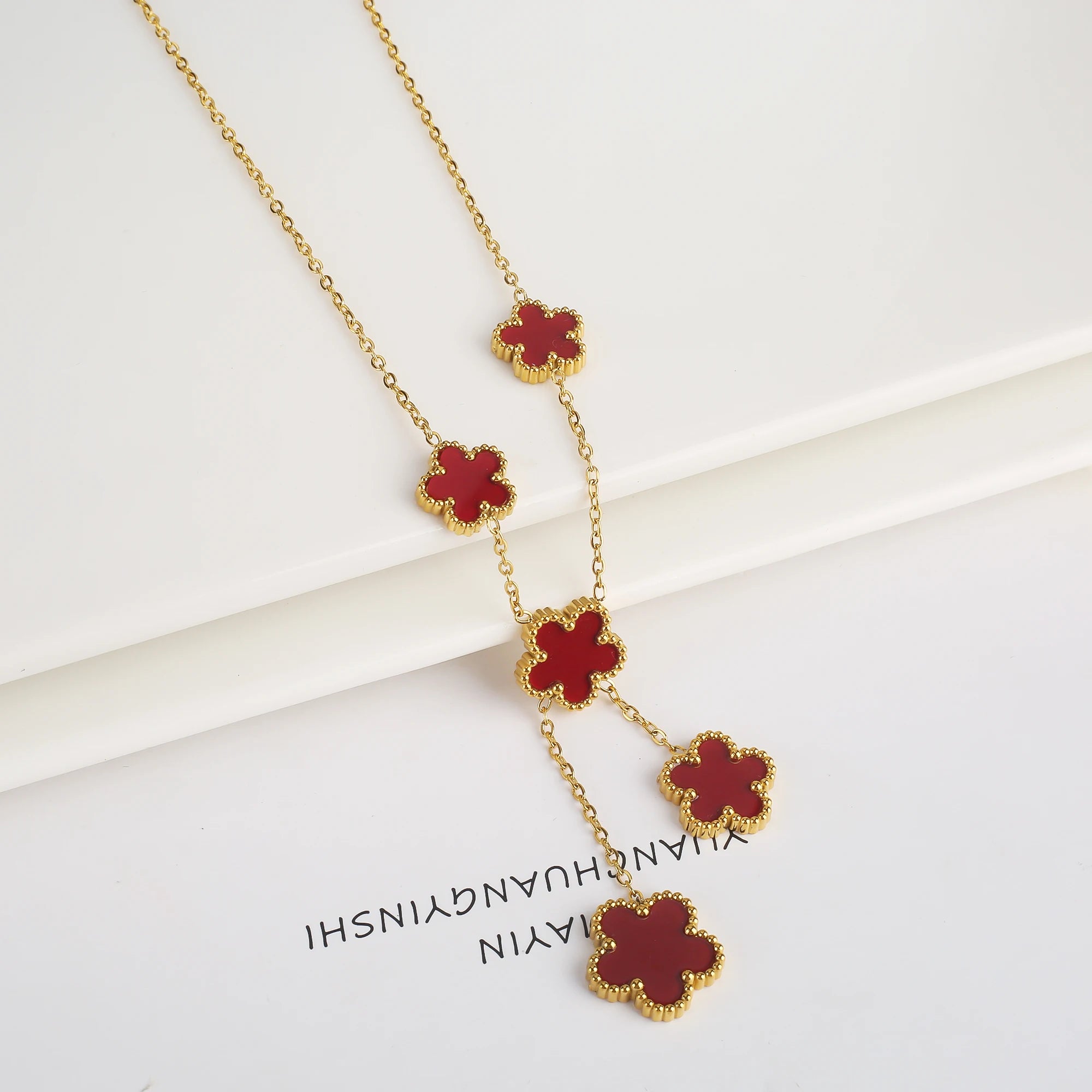 Stainless Steel Five-Leaf Flower Bracelet