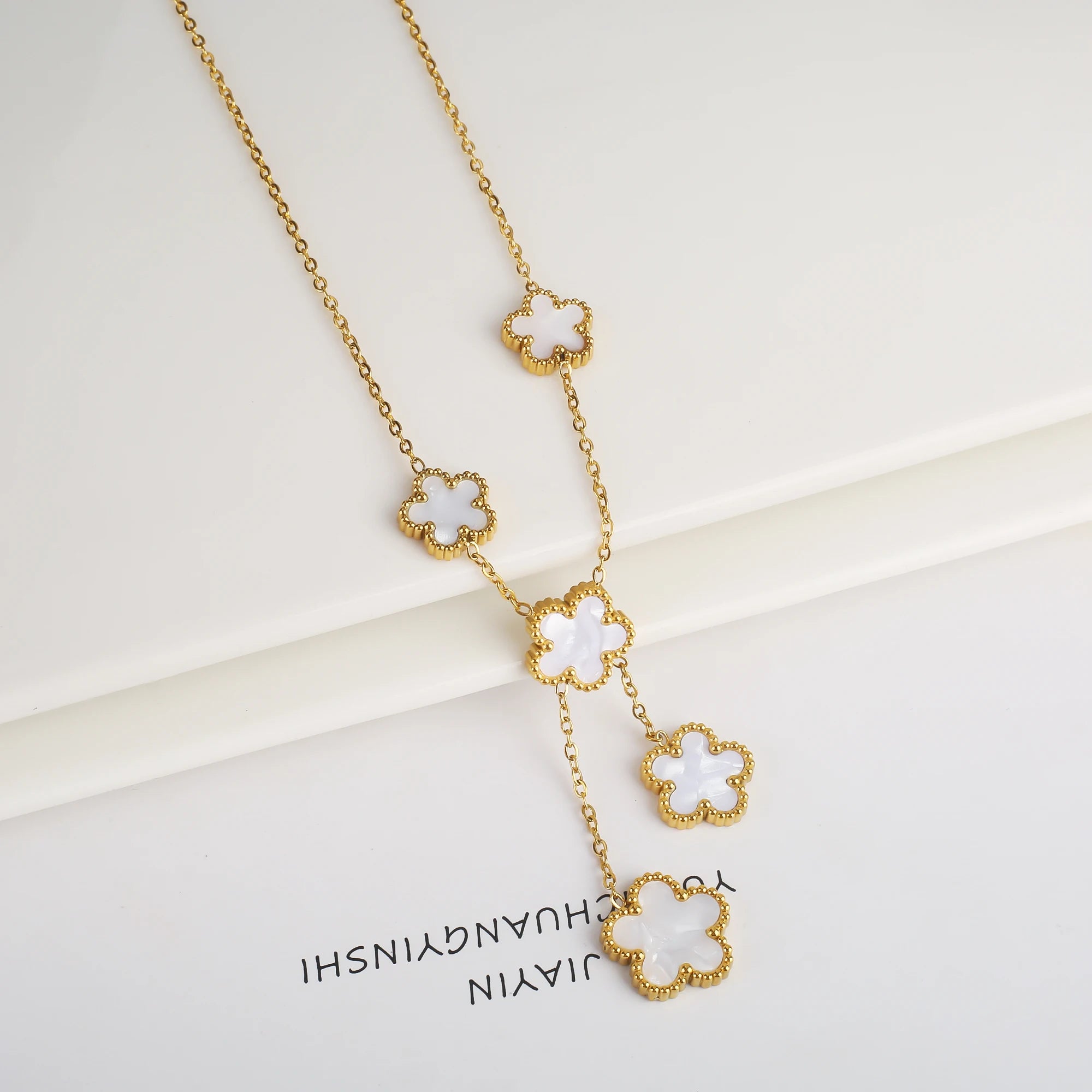 Stainless Steel Five-Leaf Flower Bracelet