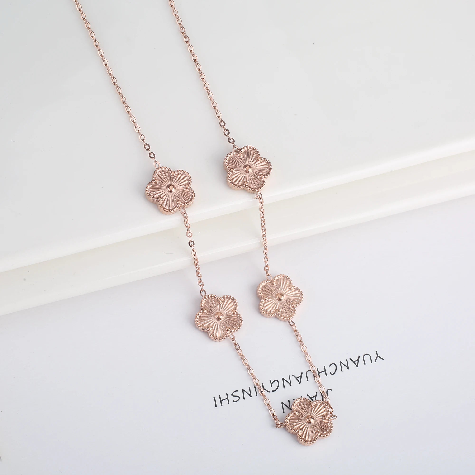 Stainless Steel Five-Leaf Flower Bracelet