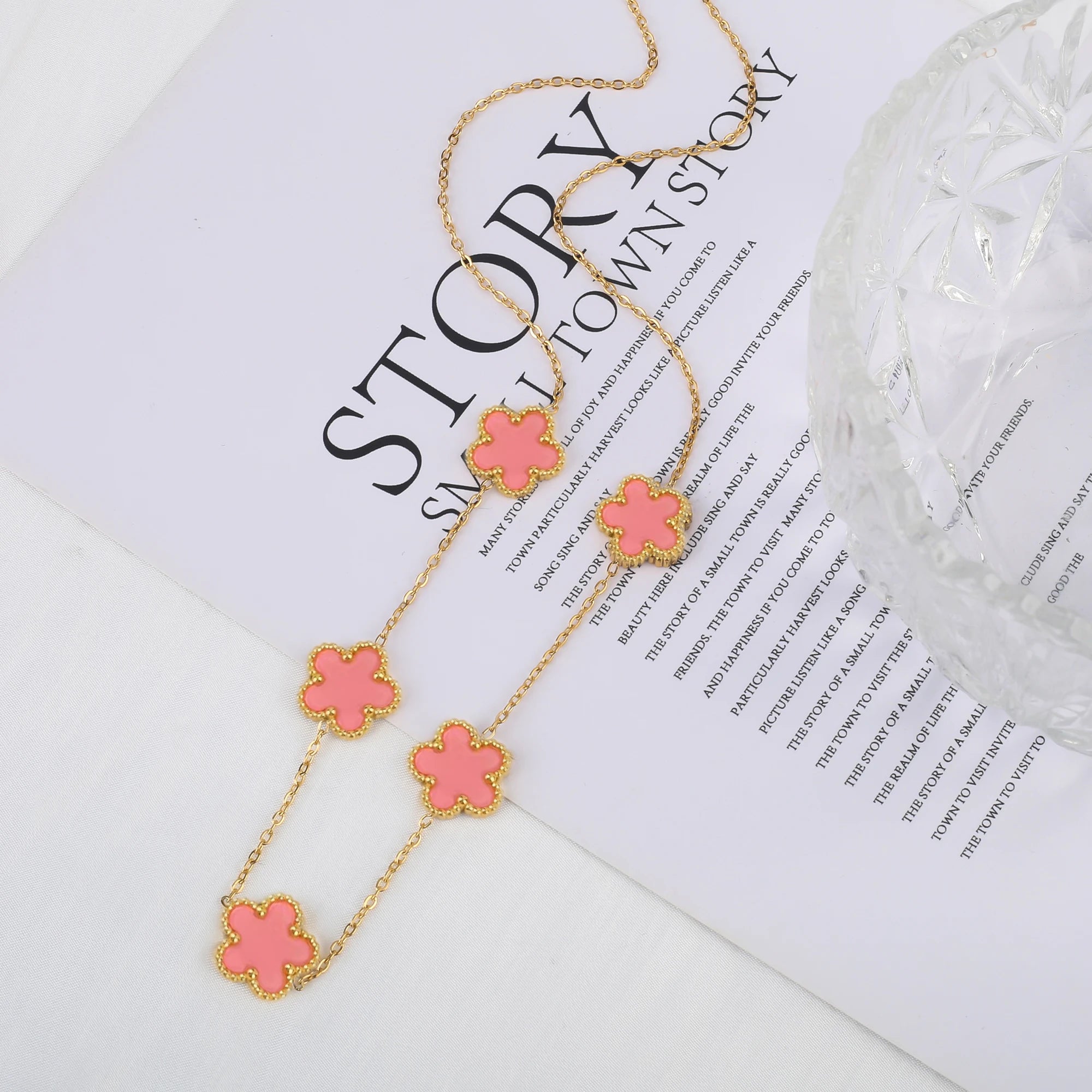 Stainless Steel Five-Leaf Flower Bracelet