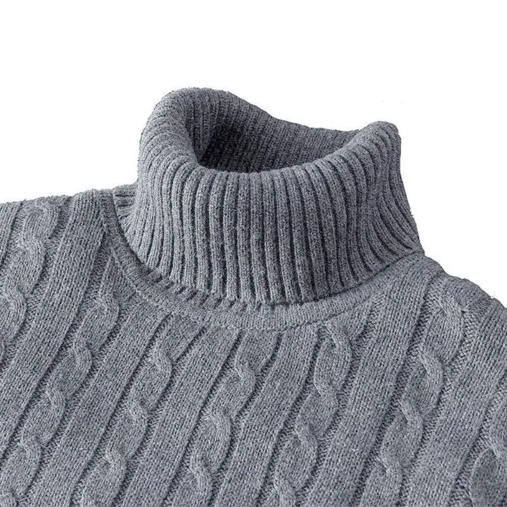 Men’s Solid Turtleneck Knit Sweater