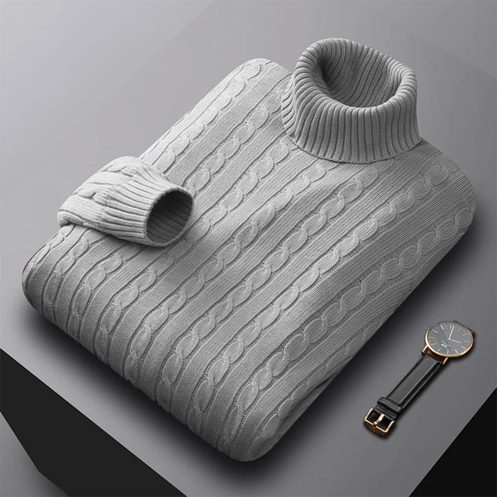 Men’s Solid Turtleneck Knit Sweater