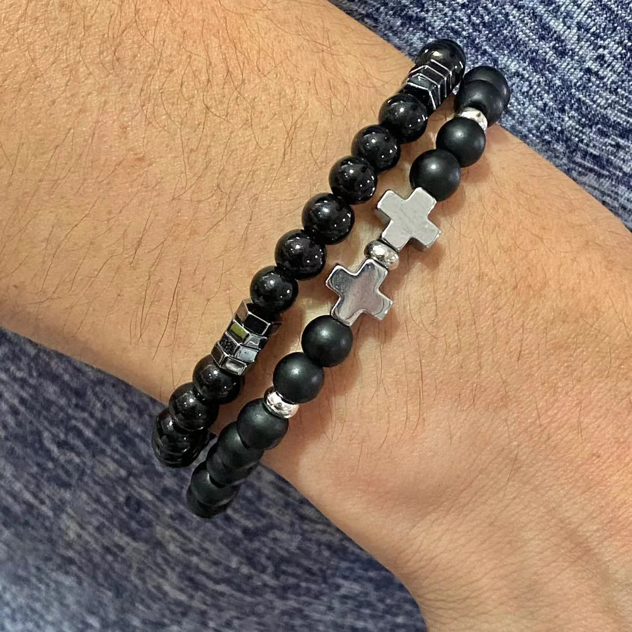 GeoStone Cross Bracelet Duo