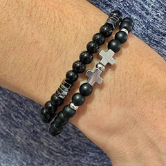 GeoStone Cross Bracelet Duo